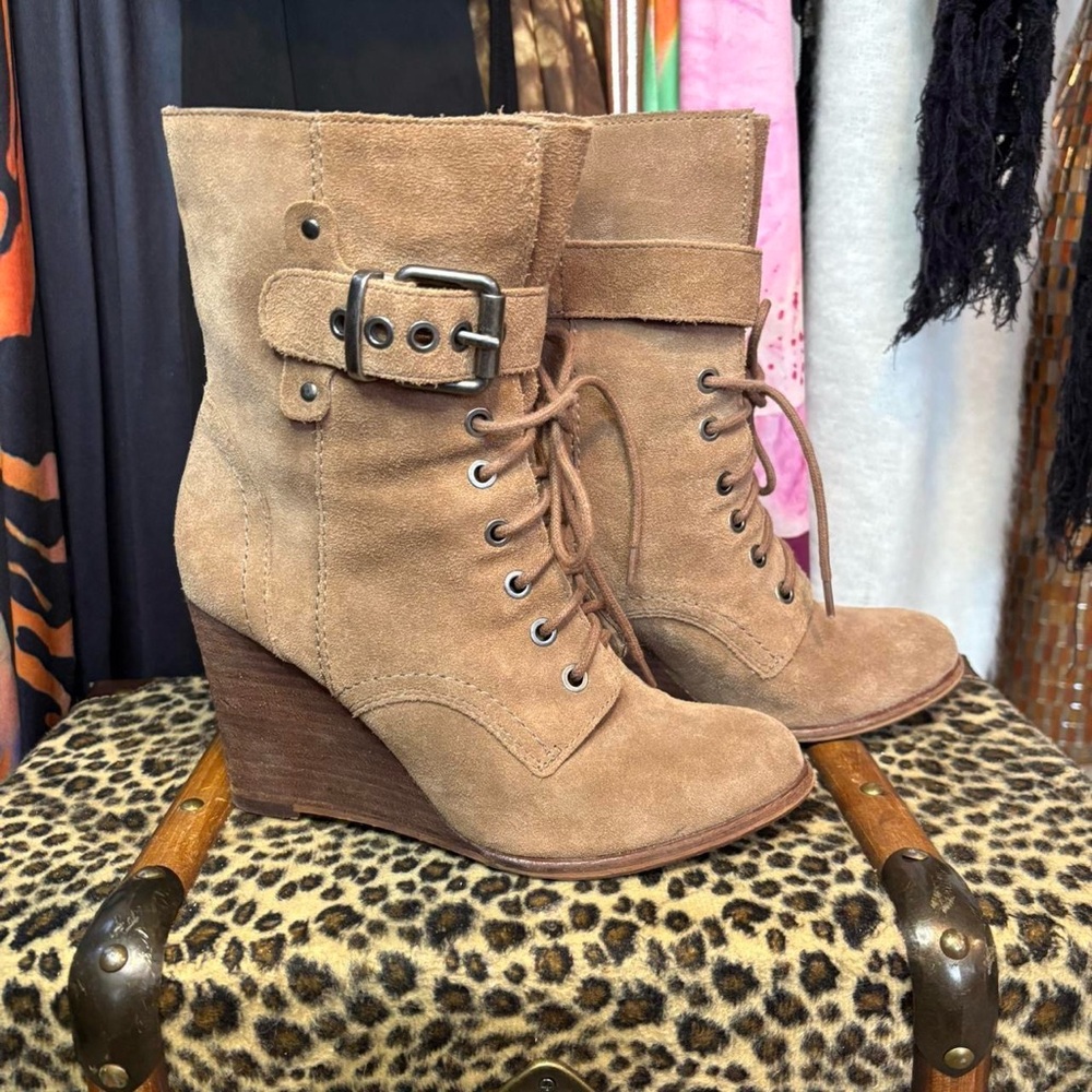 Kenneth Cole Suede Wedge Ankle Boots